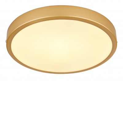 TIBEY Stropní přisazené svítidlo, těleso kov, povrch mosaz, difuzor plast opál, LED 22W, teplá 3000K, 2220lm, IP20, 230V, tř.1,  rozměry d=350mm, h=30mm.