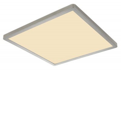 SAPANA 18W, IP44 Stropní svítidlo, rámeček nikl, difuzor plast opál, LED 18W, 1600lm, teplá 3000K, Ra80, stmívatelné STEP vyp/zap vypínačem 100% 50% 10%, 230V, do koupelny IP44, 295x295x25mm, svítí nahoru/dolů