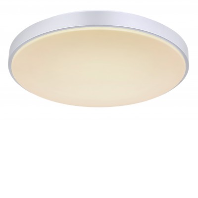 SONNY Stropní svítidlo, těleso kov bílá mat a plast stříbrná, dif plast opál, LED 24W, 2580lm, dálk ovladačem stmívání, nastavení teploty CCT teplá 2700K-denní 6500K, 230V, IP20, rozměry d=505mm, h=80mm