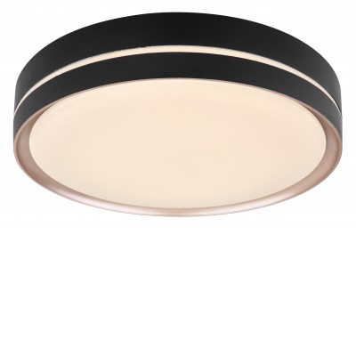 MANNI Stropní svítidlo, těleso kov bílá mat a plast černý, dif plast opál, LED 24W, 40W, dálk ovladačem (součástí) stmívatelné, CCT nastav teplota teplá 3000K-denní 6000K, 230V, IP20, tř.1, rozměry dle typu.