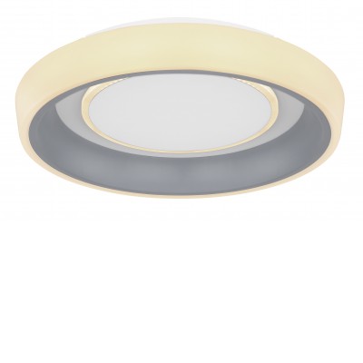 TABANO Stropní svítidlo, těleso kov, bílá a šedá antracit, dif plast opál, LED 46W, 2800lm, dálk ovl, stmívatelné, CCT nastav teplota teplá 3000K-denní 6000K, 230V, IP20, tř.1, rozměry d=500mm, h=95mm