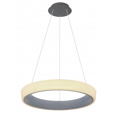 TABANO Závěsné svítidlo, šedá antracit, dif plast opál, LED 36W, 2180lm, dálk ovl stmívatelné, CCT nastav teplota teplá 3000K-denní 6000K, 230V, IP20, d=500mm, vč. závěs lanka l=1200mm, lze zkrátit