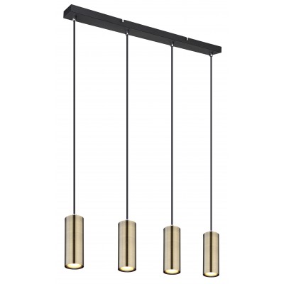 ROBBY Závěsné svítidlo, těleso kov, povrch černá mat a mosaz, pro žárovku 4x35W, GU10, 230V, IP20, tř.1, rozměry 650x60mm, vč závěs kabelů l=1200mm, lze zkrátit.
