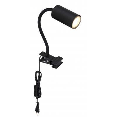 ROBBY Stolní lampa s klipem, nastav. směr svícení, těleso kov, povrch černá mat, pro žárovku 1x25W, GU10, 230V, IP20, tř.1, rozměry 290x100x420mm, vypínač na kabelu.