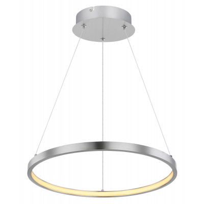 RALPH, LED 19W Závěsné svítidlo,těleso kov, povrch nikl mat, difuzor plast opál, LED 19W, 1400lm/900lm, teplá 3000K, 230V, IP20, rozměry  d=385mm, vč. lankového závěsu h=1200mm lze zkrátit