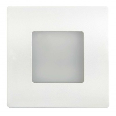STAIRY OP KU68 Orientační vestavné svítidlo do stěny čtvercové, rámeček kov, povrch bílá, difuzor plast opál, LED 2,5W, neutrální 4000K, 140lm, Ra80, 230V, IP44, tř.2, 85x85x36mm, montáž do KU68