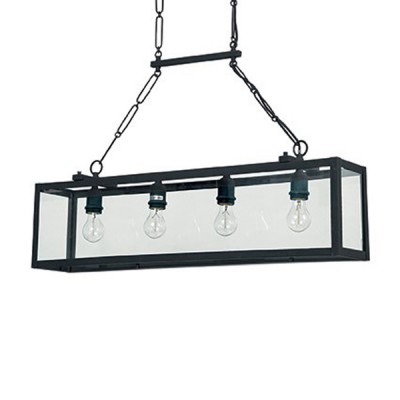 IGOR SP4 Závěsné svítidlo, těleso kov, povrch černá mat, kryt sklo čiré, pro žárovku 4x60W, E27, 230V, IP20, tř.1, rozměry 915x170mm, vč řetězu l=1650mm lze zkrátit