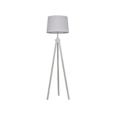 YORK Stojací dekorativní lampa, těleso přírodní dřevo s kovovými detaily, barva bílá, stínítko PVC potaženo textilní látkou bílá, pro žárovku 1x60W, E27, 230V, IP20, tř.2, rozměry d=480mm, v=1640m