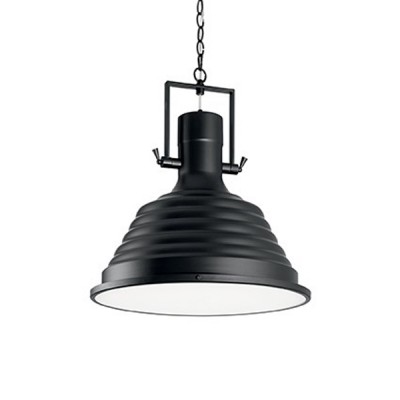 FISHERMAN SP1 Závěsné svítidlo, těleso kov, povrch černá, imitace vroubkování, difuzor sklo opál, pro žárovku 1x60W, E27, 230V, IP20, tř.1, rozměry d=485mm, vč záv řetězu l=1450mm lze zkrátit