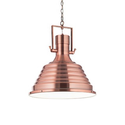 FISHERMAN SP1 Závěsné svítidlo, těleso kov, povrch měděná, imitace vroubkování, difuzor sklo opál, pro žárovku 1x60W, E27, 230V, IP20, tř.1, rozměry d=485mm, vč záv řetězu l=1450mm lze zkrátit