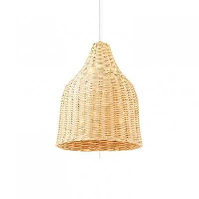 HAUNT Závěsné svítidlo, základna kov, povrch bílá, stínítko proutěné dřevo světlé, pro žárovku 1x60W, E27, 230V, IP20, tř.2, rozměry d=350mm, h=450mm, vč. závěs kabelu l=2600mm, lze zkrátit.