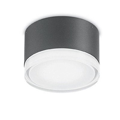 URANO Stropní přisazené svítidlo, těleso hliník, povrch práškový lak šedá mat, difuzor plast mat, pro LED, 1x15W, GX53, 230V, do koupelny IP44, tř.1. rozměry d=120mm h=75mm