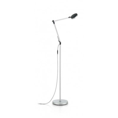 FUTURA Stojací lampa, nastavitelný směr svícení, těleso hliník a plast, povrch hliník, difuzor plast opál, LED 10W, neutrální 4000K, 750lm, stmív., 230V, IP20, tř.2, rozměry h=1450mm.