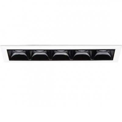 LIKA Stropní podhledové bodové buňkové svítidlo, těleso hliník, povrch černá, rámeček bílá, LED 12,5W, 1100lm/teplá 3000K, 1250lm/neutrální 4000K, UGR<19, Ra80, 230V, IP20, tř.2, rozměry 1460x480x450mm.