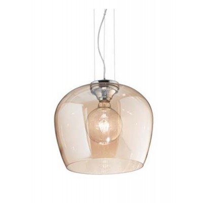 BLOSSOM Závěsné svítidlo, základna kov, difuzor sklo jantarová, pro žárovku 1x60W, E27, 230V, IP20, tř.2, rozměry d=320mm, h=280mm, závěsný kabel l=2430mm lze zkrátit.