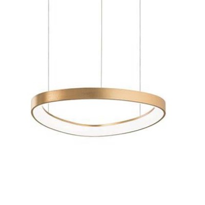 GEMINI Závěsné svítidlo, těleso kov, povrch mosaz, difuzor plast opál, LED 55W, 6200lm, teplá 2700K, 230V, IP20, tř.1, rozměry d=810mm, vč závěs lanka l=1800mm, lze zkrátit.