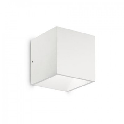 RUBIK Nástěnné venkovní svítidlo, těleso hliník, povrch bílá, difuzor sklo čiré, LED 9W/630lm, teplá 3000K, RA80, 230V, IP44, tř.1, rozměry 100x100x100, svítí nahoru/dolů