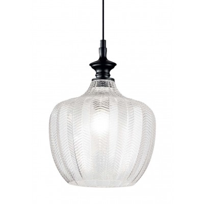 LORD Závěsné svítidlo, základna kov, povrch černá, stínítko sklo čiré/kouřové/jantarové, pro žárovku 1x60W, E27, 230V, IP20, tř.2, rozměry d=230mm, h=330mm, závěsný kabel l=2750mm lze zkrátit.