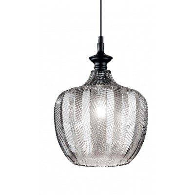 LORD Závěsné svítidlo, základna kov, povrch černá, stínítko sklo kouřové, pro žárovku 1x60W, E27, 230V, IP20, tř.2, rozměry d=230mm, h=330mm, závěsný kabel l=2750mm lze zkrátit.
