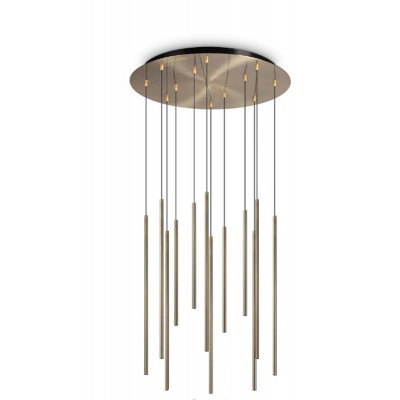 FILO Závěsné svítidlo, lustr, základna kov, povrch mosaz, LED 19W, 2050lm, teplá 3000K, 230V, IP20, rozměry d=600mm, vč. závěs. kabelů l=1500mm, lze zkrátit.