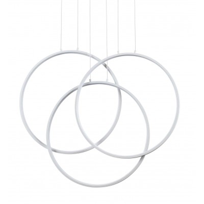 FRAME Závěsné svítidlo, těleso kov, povrch bílá, difuzor plast opál, LED 82W teplá 3000K, 8000lm, 230V, IP20, tř.1, rozměry 685x600x130mm, závěsný kabel l=1200mm, lze zkrátit.