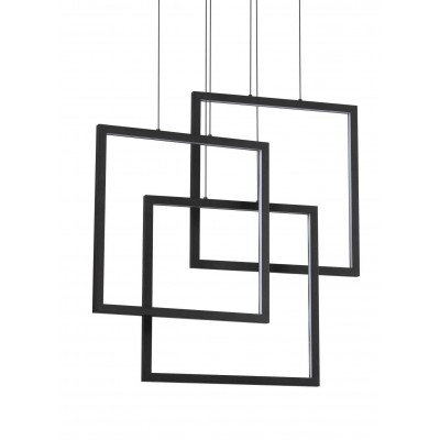 FRAME Závěsné svítidlo, těleso kov, povrch bílá/černá, difuzor plast opál, LED 80W teplá 3000K, 8600lm, 230V, IP20, tř.1, rozměry 730x700x180mm, závěsný kabel l=1450mm, lze zkrátit.