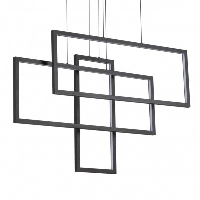 FRAME Závěsné svítidlo, těleso kov, povrch bílá/černá, difuzor plast opál, LED 93W teplá 3000K, 9600lm, 230V, IP20, tř.1, rozměry 1030x600x180mm, závěsný kabel l=1200mm, lze zkrátit.