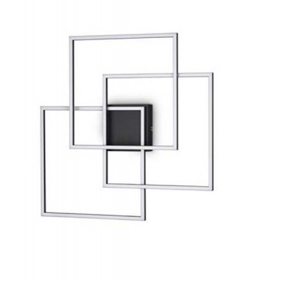FRAME Stropní svítidlo, těleso kov, povrch černá, difuzor plast opál, LED 35W, teplá 3000K, 3200lm, 230V, IP20, tř.2, rozměry 590x595mm.