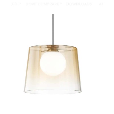 FADE Závěsné svítidlo, základna kov, povrch černá, dif sklo opál, stínítko sklo jantarové, pro žárovku 1x15W, G9, 230V, IP20, tř.2, rozměry d=270mm, h=210mm, vč závě kabelu l=2210mm, lze zkrátit.