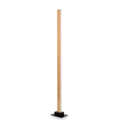 CRAFT Stojací lampa, základna kov, povrch černá, těleso dřevo světlé, difuzor plast opál, LED 26W, 2150lm, teplá 3000K, stmívání, 230V, IP20, rozměry 220x150mm, h=1610mm.