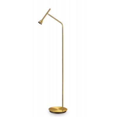 DIESIS Stojací lampa, těleso kov, povrch mosaz, LED 4,5W, 280lm, teplá 3000K, 230V, IP20, rozměry d=280mm, h=1510mm, vypínač na kabelu.