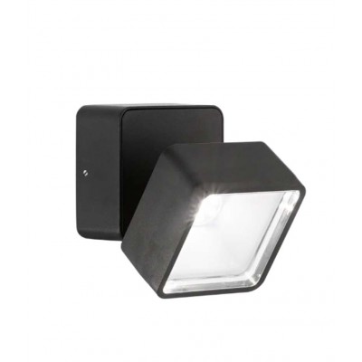 OMEGA Nástěnné venkovní svítidlo, nastav. směr svícení, těleso hliník, povrch černá, difuzor sklo opál, LED 7W, 610lm, neutrální 4000K, 230V, IP54, tř.1, rozměry 90x90x85mm.