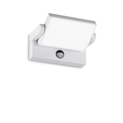 SWIPE Nástěnné svítidlo, nastav. sklon, PIR senzor pohybu záběr 150°, dosah 8m, čas 3s-3min, soumrak, hliník, bílá, LED 21W, 2300lm, teplá 3000K, 230V, IP54, tř.1, rozměry 212x100x165mm
