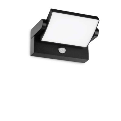 SWIPE Nástěnné svítidlo, nastav. sklon, PIR senzor pohybu záběr 150°, dosah 8m, čas 3s-3min, soumrak, hliník, černá, LED 21W, 2300lm, teplá 3000K, 230V, IP54, tř.1, rozměry 212x100x165mm