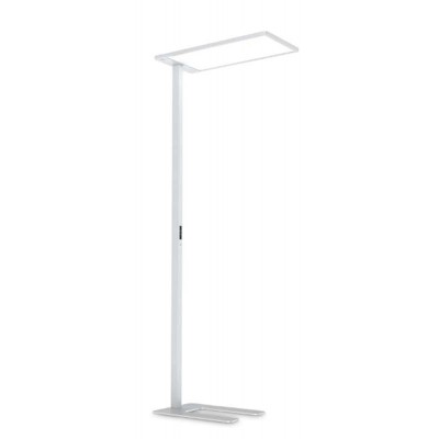 COMFORT Stojací kancelářská lampa, těleso hliník, povrch bílá, difuzor plast, LED 76W, 10800lm, neutrální 4000K, UGR<16, dotyk stmívač, 230V, IP20, tř.1, 340x1950x500mm, svítí nahoru/dolů, USB připojení
