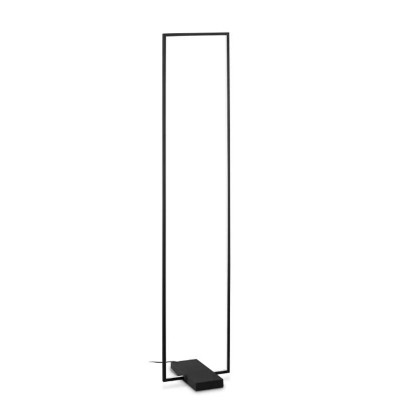 FRAME Stojací lampa, základna kov, barva černá/bílá, difuzor plast opál, LED 30W, 3100lm, teplá 3000K, 230V, IP20, tř.2, rozměry 120x300mm, h=1505mm.