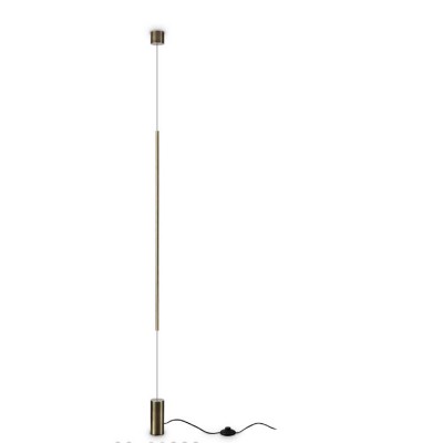 FILO Stojací lampa s upevněním ke stropu, těleso kov, povrch mosaz, difuzor plast opál, LED 14W, 1500lm, teplá 3000K, 230V, IP20, rozměry d=60mm, h=7040mm, vypínač na kabelu.