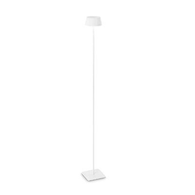 PURE Stojací venkovní lampa, těleso kov, povrch bílá, difuzor plast opál, LED 1,5W, 230lm, teplá 3000K, dotykové stmívání, nabíjení USB-C, výdrž cca 7 hodiny, IP54, rozměry d=140mm, h=1150mm.