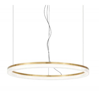 CROWN Závěsné svítidlo, základna kov, povrch mosaz, difuzor plast opál s křišťálovým efektem, LED 30W/3450lm, 42W/5200lm, teplá 3000K, 230V, IP20, tř.2, rozměry dle typu.