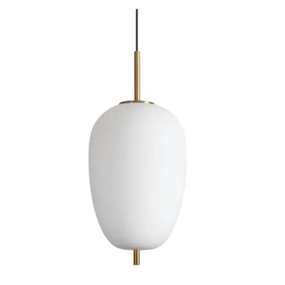 UMILE Závěsné svítidlo, základna kov, povrch zlatá, stínítko sklo opál, LED 20W, 2050lm, teplá 3000K, 230V, IP20, tř.2, rozměry d=270mm, h=445mm, vč. závěs. kabelu l=2590mm, lze zkrátit.