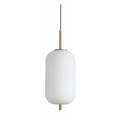 UMILE Závěsné svítidlo, základna kov, povrch zlatá, stínítko sklo opál, LED 20W, 2050lm, teplá 3000K, 230V, IP20, tř.2, rozměry d=220mm, h=595mm, vč. závěs. kabelu l=2590mm, lze zkrátit.