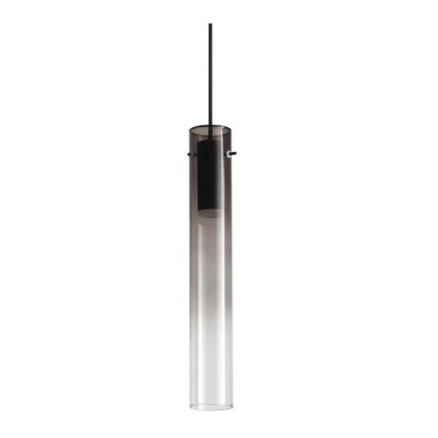 FLAM Závěsné svítidlo, základna kov, povrch černá, stínítko sklo kouřové, LED 10W, 900lm, teplá 3000K, 230V, IP20, tř.2, rozměry d=60mm, h=400mm, vč. závěs. kabelu l=2700mm, lze zkrátit.