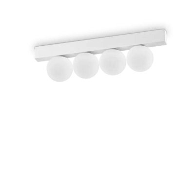 PING PONG Stropní přisazené svítidlo, těleso kov, povrch bílá, difuzor plast opál, LED 12W, 1000lm, teplá 3000K, 230V, IP20, tř.2, rozměry 310x90x60mm.