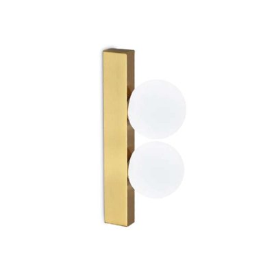 PING PONG Nástěnné svítidlo, těleso kov, povrch mosaz, LED 6W, 500lm, teplá 3000K, 230V, IP20, tř.2, rozměry 60x183x90mm.