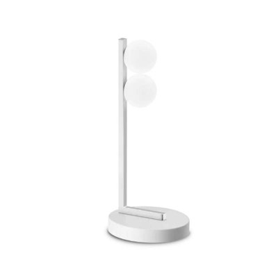 PING PONG Stolní lampa, základna kov, barva bílá, difuzor plast opál, LED 6W, 500lm, teplá 3000K, 230V, IP20, tř.2, rozměry d=150mm, h=350mm.