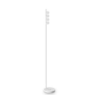PING PONG Stojací lampa, základna kov, barva bílá, difuzor plast opál, LED 12W, 1000lm, teplá 3000K, 230V, IP20, tř.2, rozměry d=220mm, h=1550mm.