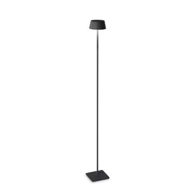 PURE Stojací venkovní lampa, těleso kov, povrch černá, difuzor plast opál, LED 1,5W, 230lm, teplá 3000K, dotykové stmívání, nabíjení USB-C, výdrž cca 7 hodiny, IP54, rozměry d=140mm, h=1150mm.