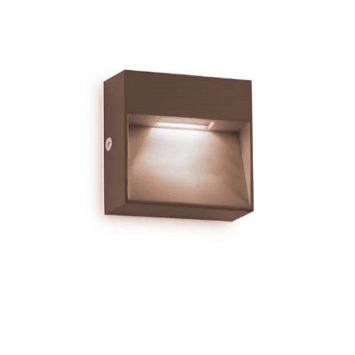DEDRA Nástěnné venkovní svítidlo, těleso hliník, povrch kávová, dif plast, LED 1,5W, 160lm, teplá 3000K, 230V, IP65, tř.2, rozměry 100x100x30mm, svítí dolů.