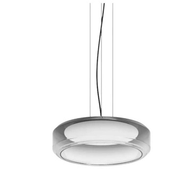 TOPICO Závěsné svítidlo, těleso kov, povrch černá, difuzor plast opál, stínítko sklo kouřové, LED 28W, 2450lm, teplá 3000K, 230V, IP20, tř.2, rozměry d=450mm, h=130mm, vč závěs lanka l=2300mm, lze zkr.