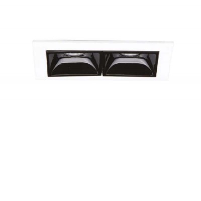 LIKA Stropní podhledové bodové buňkové svítidlo, těleso hliník, povrch černá, rámeček bílá, LED 5,5W, 340lm, teplá 2700K, Ra80, 230V, IP20, tř.2, rozměry 74x48x45mm.
